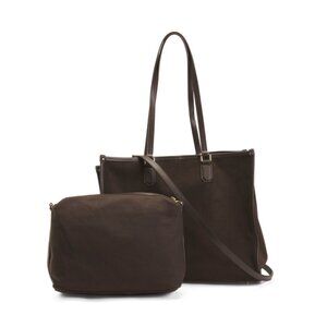 VIOLA CASTELLANI Chocolate Made In Italy Suede Square Tote